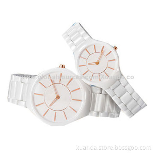 Fashion watch, white dial watch, diamond watch, ceramic watch for woman styleNew
